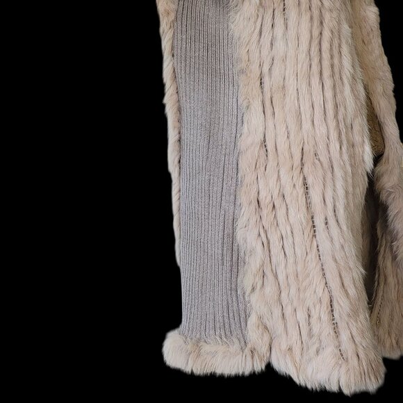 Love Taken 100%  Rabbit fur  Long vest With Textured Knit Sides  Size M - Picture 7 of 16